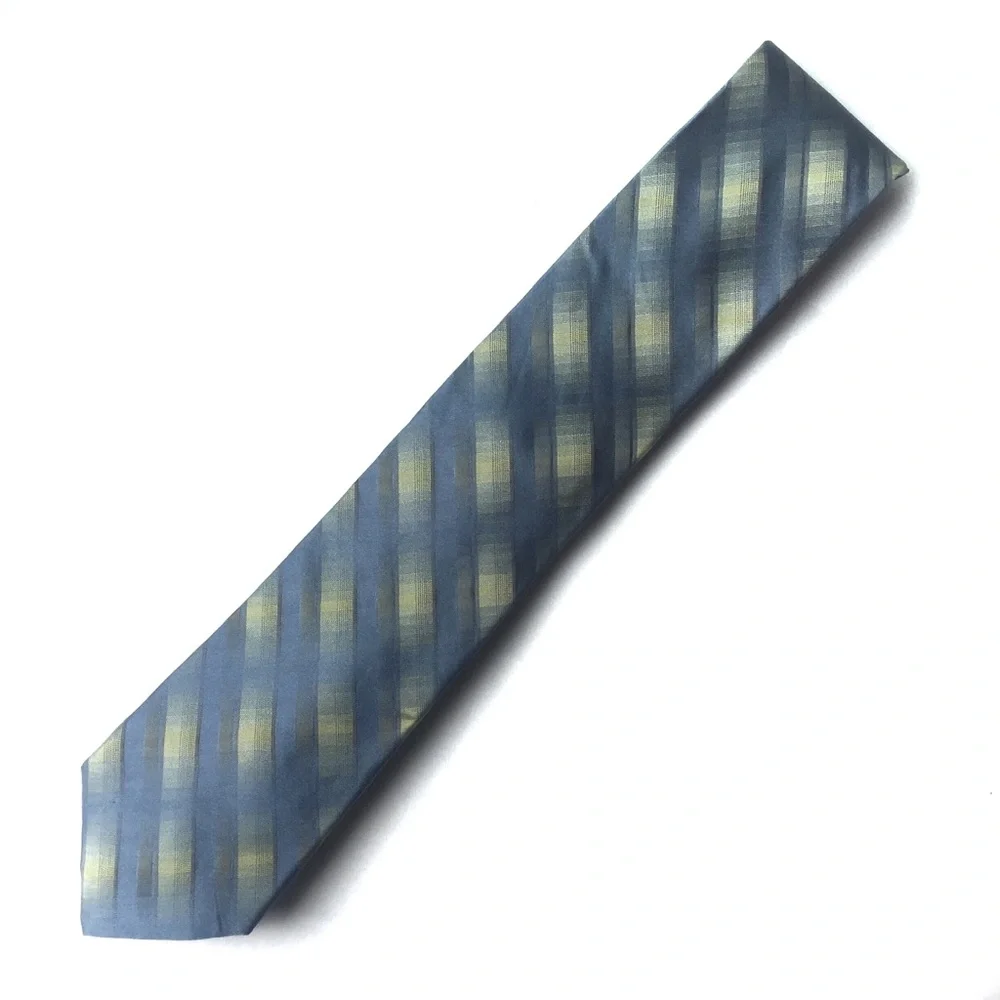 PRONTO UOMO Silk Tie Blue and Yellow Plaid